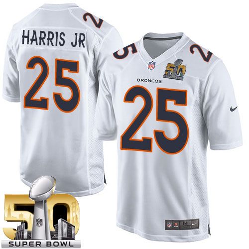 Nike Broncos #25 Chris Harris Jr White Super Bowl 50 Men's Stitched NFL Game Event Jersey